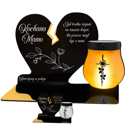 ZNICZ SOLARNY DLA MAMY LED NA GRÓB CMENTARZ SERCE NOWOSCI LAMPKA PŁOMIEŃ