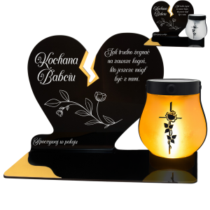 ZNICZ SOLARNY DLA BABCI LED NA GRÓB CMENTARZ SERCE NOWOSCI LAMPKA PŁOMIEŃ