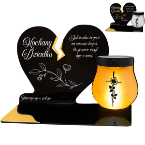 ZNICZ SOLARNY DLA DZIADKA LED NA GRÓB CMENTARZ SERCE NOWOSCI LAMPKA PŁOMIEŃ