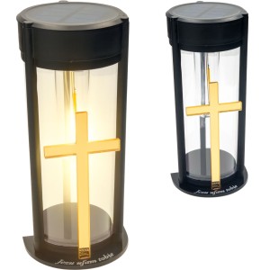 ZNICZ SOLARNY LED LAMPION NA GRÓB STATUETKA NA CMENTARZ Z KRZYŻEM