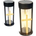 ZNICZ SOLARNY LED LAMPION NA GRÓB STATUETKA NA CMENTARZ Z KRZYŻEM