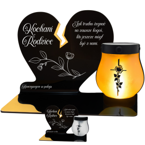 ZNICZ SOLARNY DLA RODZICÓW LED NA GRÓB CMENTARZ SERCE NOWOSCI LAMPKA PŁOMIEŃ