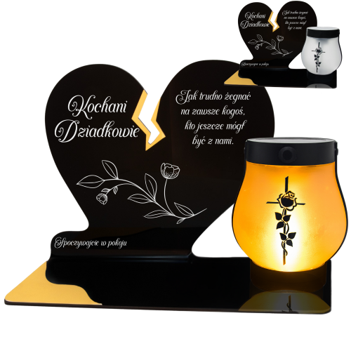 ZNICZ SOLARNY DLA DZIADKÓW LED NA GRÓB CMENTARZ SERCE NOWOSCI LAMPKA PŁOMIEŃ