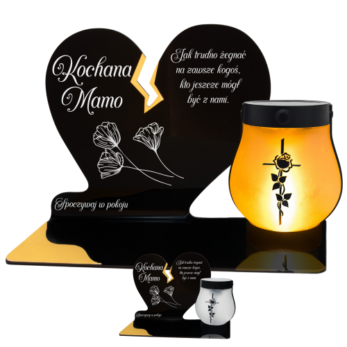 ZNICZ SOLARNY DLA MAMY LED NA GRÓB CMENTARZ SERCE NOWOSCI LAMPKA PŁOMIEŃ
