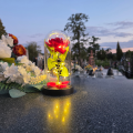 WIECZNA RÓŻA ŚWIECĄCA Lampion LED Dekoracja Na GRÓB Na Cmentarz STATUETKA