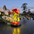 WIECZNA RÓŻA ŚWIECĄCA Lampion LED Dekoracja Na GRÓB Na Cmentarz STATUETKA