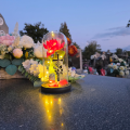 WIECZNA RÓŻA ŚWIECĄCA Lampion LED Dekoracja Na GRÓB Na Cmentarz STATUETKA