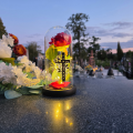 WIECZNA RÓŻA ŚWIECĄCA Lampion LED Dekoracja Na GRÓB Na Cmentarz STATUETKA