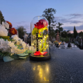 WIECZNA RÓŻA ŚWIECĄCA Lampion LED Dekoracja Na GRÓB Na Cmentarz STATUETKA