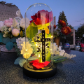 WIECZNA RÓŻA ŚWIECĄCA Lampion LED Dekoracja Na GRÓB Na Cmentarz STATUETKA