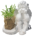 FIGURKA NAGROBNA ANIOŁ OZDOBA GIPSOWA NA GRÓB Biało srebrna