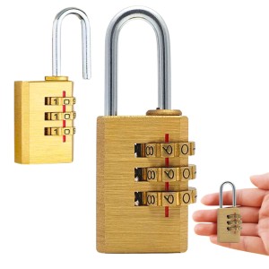 ZŁOTA MOSIĘŻNA KŁÓDKA NA SIŁOWNIE KOD 3 CYFRY Solidna Odporna Walizki 20mm