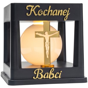 ZNICZ SOLARNY LED LAMPION NA GRÓB STATUETKA NA CMENTARZ Z KRZYŻEM