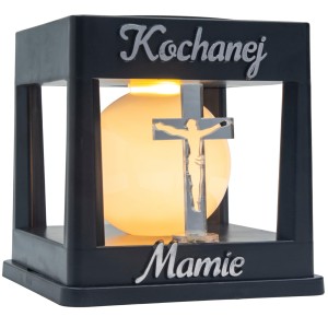 ZNICZ SOLARNY LED LAMPION NA GRÓB STATUETKA NA CMENTARZ Z KRZYŻEM
