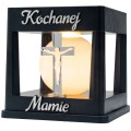 ZNICZ SOLARNY LED LAMPION NA GRÓB STATUETKA NA CMENTARZ Z KRZYŻEM