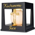 ZNICZ SOLARNY LED LAMPION NA GRÓB STATUETKA NA CMENTARZ Z KRZYŻEM