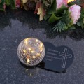 Znicz solarny LED z kulą  STATUETKA NA GRÓB wieczny lampion szkło akryl