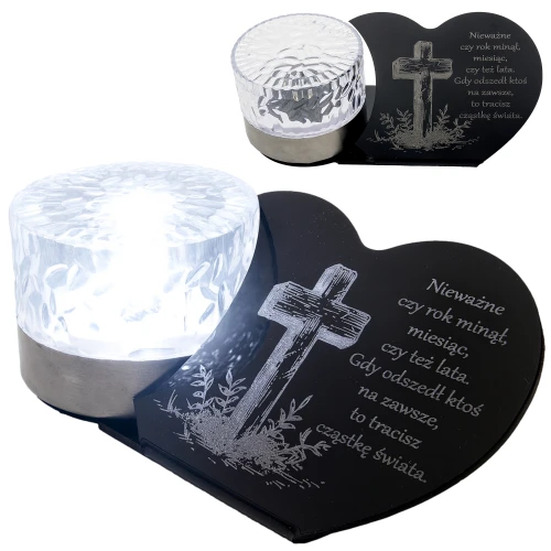 Znicz solarny LED   STATUETKA NA GRÓB wieczny lampion szkło akrylowe
