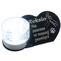 ZNICZ SOLARNY LED dla Psa/Kota statuetka serce  grawer IMIĘ  lampka 3D