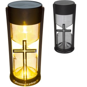 ZNICZ SOLARNY LED LAMPION NA GRÓB STATUETKA NA CMENTARZ Z KRZYŻEM