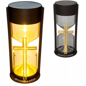 ZNICZ SOLARNY LED LAMPION NA GRÓB STATUETKA NA CMENTARZ Z KRZYŻEM