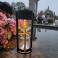 ZNICZ SOLARNY LED LAMPION NA GRÓB STATUETKA NA CMENTARZ Z KRZYŻEM