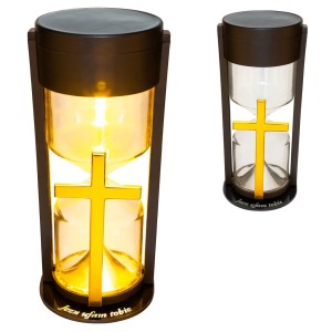 ZNICZ SOLARNY LED LAMPION NA GRÓB STATUETKA NA CMENTARZ Z KRZYŻEM