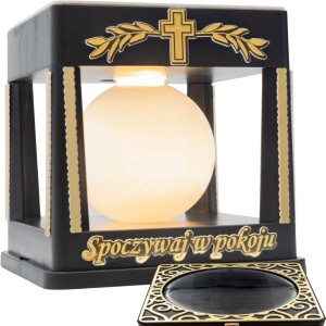 ZNICZ SOLARNY LED LAMPION NA GRÓB STATUETKA NA CMENTARZ Z KRZYŻEM