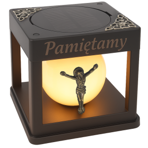 ZNICZ SOLARNY LED LAMPION NA GRÓB STATUETKA CMENTARZ JEZUS NOWOSCI MOSIĄDZ