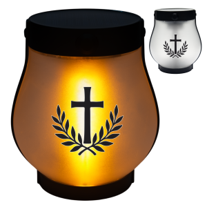 ZNICZ SOLARNY LED LAMPION NA GRÓB STATUETKA NA CMENTARZ KRZYŻ NOWOSCI ŚWIECA