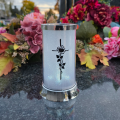 ZNICZ SOLARNY LED LAMPION NA GRÓB STATUETKA CMENTARZ KRZYŻ NOWOSCI RÓŻA