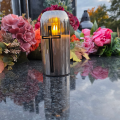 ZNICZ ŚWIECA LED ŚWIECZKA NA GRÓB STATUETKA CMENTARZ KRZYŻ NOWOSCI SREBRNY