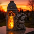 DUŻY ZNICZ + ŚWIECA GIPSOWA FIGURKA NAGROBNA LAMPA LED