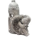 DUŻY ZNICZ + ŚWIECA GIPSOWA FIGURKA NAGROBNA LAMPA LED