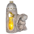 DUŻY ZNICZ + ŚWIECA GIPSOWA FIGURKA NAGROBNA LAMPA LED
