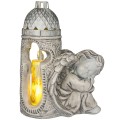 DUŻY ZNICZ + ŚWIECA GIPSOWA FIGURKA NAGROBNA LAMPA LED