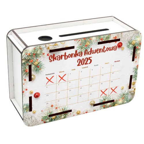 Skarbonka KALENDARZ Adwentowy 2025 ŚWIĄTECZNY UPOMINEK PREZENT NA ADWENT