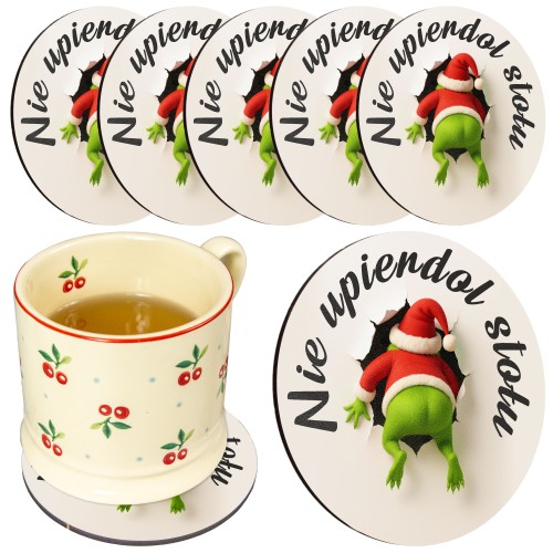 Podkładka pod kubek drewniana ZESTAW PODKŁADKI na STÓŁ OBRUS białe 6SZT