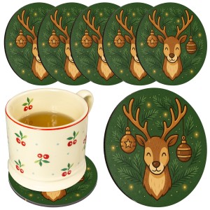 Podkładka pod kubek drewniana ZESTAW PODKŁADKI na STÓŁ OBRUS białe 6SZT