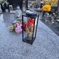 Znicz solarny LED lampion NA GRÓB cmentarz RÓŻA CZERWONA wieczna duży kwiat