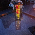 Znicz solarny LED lampion NA GRÓB cmentarz RÓŻA CZERWONA wieczna duży kwiat