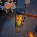 Znicz solarny LED lampion NA GRÓB cmentarz RÓŻA CZERWONA wieczna duży kwiat