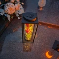 Znicz solarny LED lampion NA GRÓB cmentarz RÓŻA CZERWONA wieczna duży kwiat