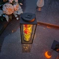 Znicz solarny LED lampion NA GRÓB cmentarz RÓŻA CZERWONA wieczna duży kwiat