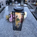 Znicz solarny LED lampion NA GRÓB cmentarz RÓŻA BIAŁA wieczna duży kwiaty