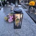 Znicz solarny LED lampion NA GRÓB cmentarz RÓŻA BIAŁA wieczna duży kwiaty