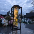 Znicz solarny LED lampion NA GRÓB cmentarz RÓŻA BIAŁA wieczna duży kwiaty