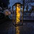 Znicz solarny LED lampion NA GRÓB cmentarz RÓŻA BIAŁA wieczna duży kwiaty
