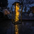 Znicz solarny LED lampion NA GRÓB cmentarz RÓŻA BIAŁA wieczna duży kwiaty