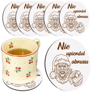 Podkładka pod kubek drewniana ZESTAW PODKŁADKI na STÓŁ OBRUS białe 6SZT